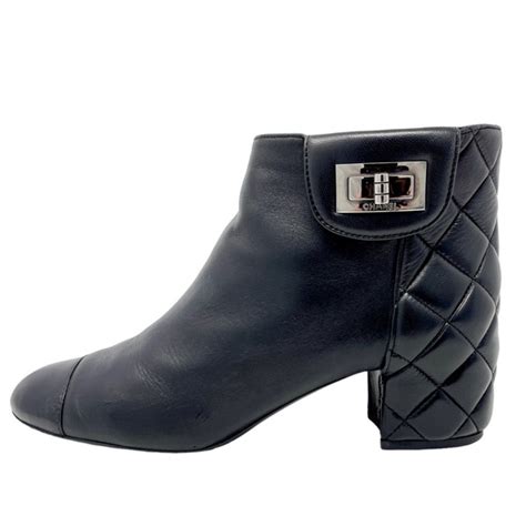 chanel black ankle boots with c on back|Chanel Mademoiselle Ankle Boots .